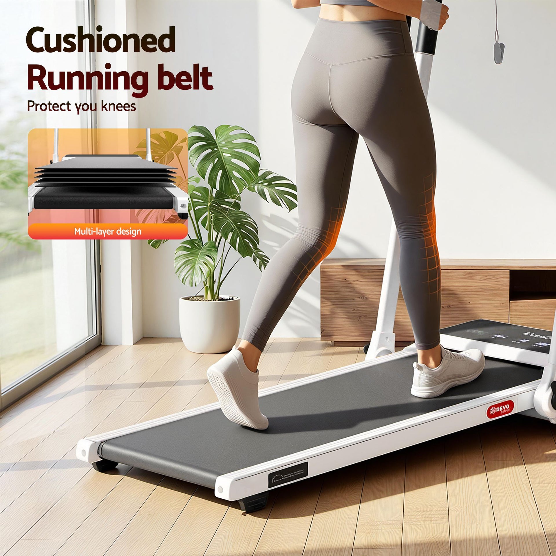 Everfit 3 in 1 Walking Pad Treadmill 20% Auto Incline Under Desk Foldable Treadmills for Home With 40cm Wide Belt White Awezingly