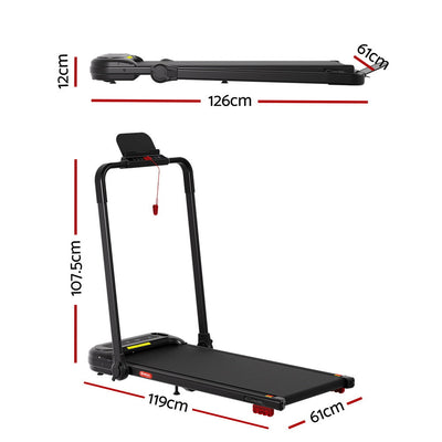 Everfit Treadmill Electric Walking Pad with Incline Foldable for Home Gym Black