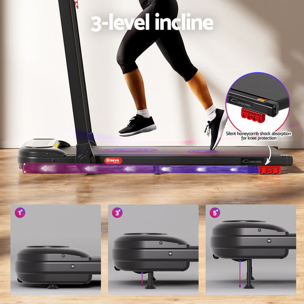 Everfit Treadmill Electric Walking Pad with Incline Foldable for Home Gym Black Awezingly
