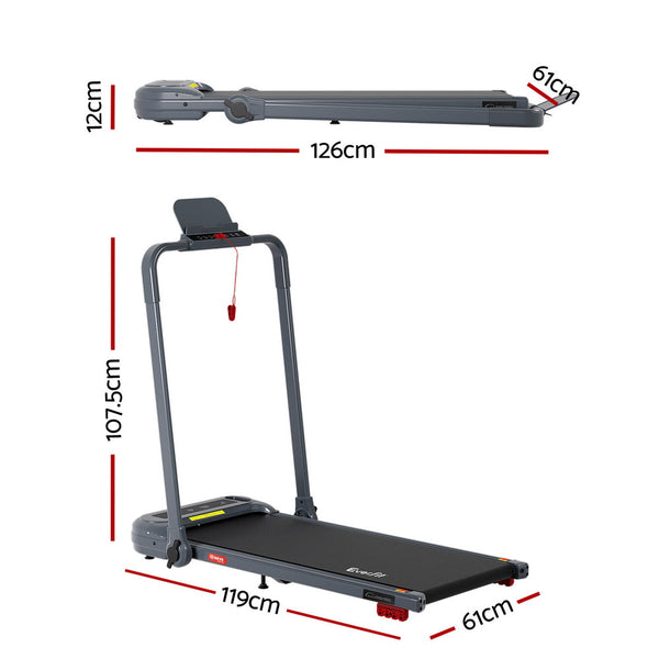 Everfit Treadmill Electric Walking Pad with Incline Foldable for Home Gym Grey Awezingly