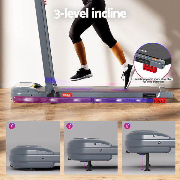 Everfit Treadmill Electric Walking Pad with Incline Foldable for Home Gym Grey Awezingly