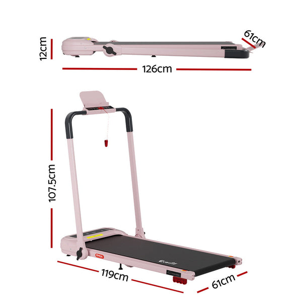 Everfit Treadmill Electric Walking Pad with Incline Foldable for Home Gym Pink Awezingly