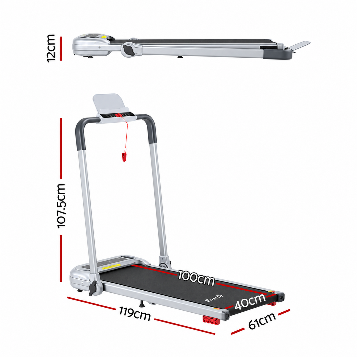 Everfit 3 in1 Treadmill Electric Walking Pad with Incline Foldable for Home Gym Silver Awezingly