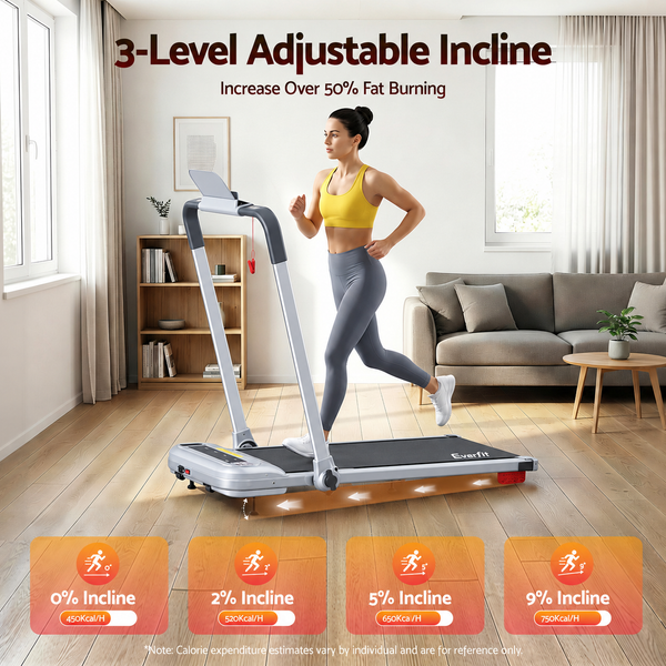 Everfit 3 in1 Treadmill Electric Walking Pad with Incline Foldable for Home Gym Silver Awezingly