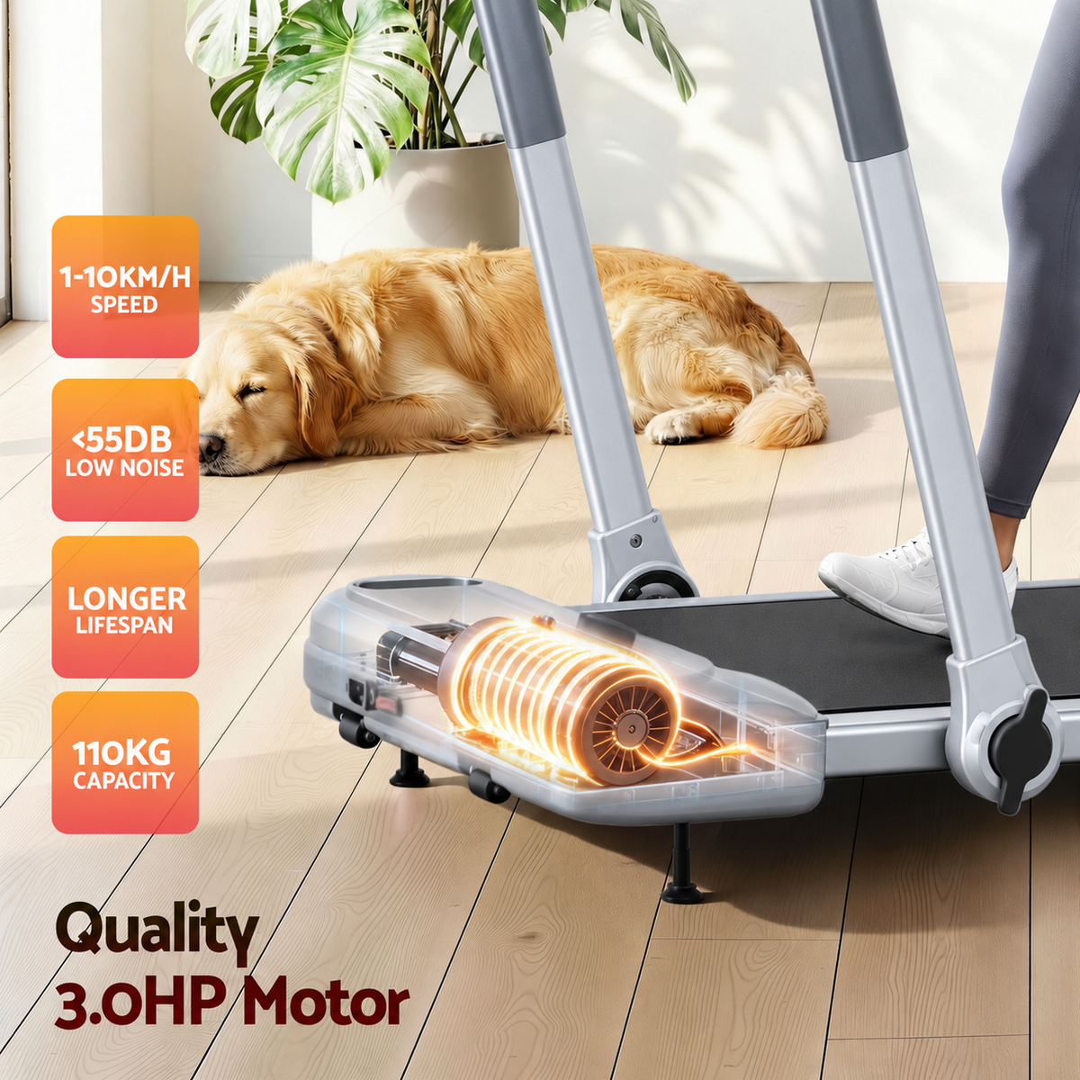 Everfit 3 in1 Treadmill Electric Walking Pad with Incline Foldable for Home Gym Silver Awezingly