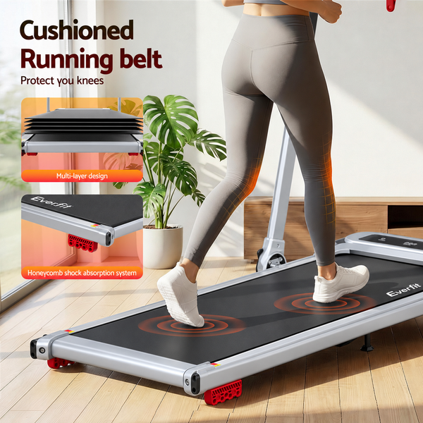 Everfit 3 in1 Treadmill Electric Walking Pad with Incline Foldable for Home Gym Silver Awezingly