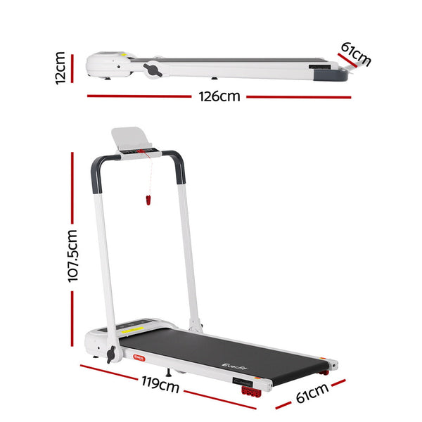 Everfit Treadmill Electric Walking Pad with Incline Foldable for Home Gym White Awezingly