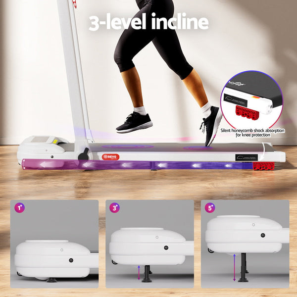 Everfit Treadmill Electric Walking Pad with Incline Foldable for Home Gym White Awezingly