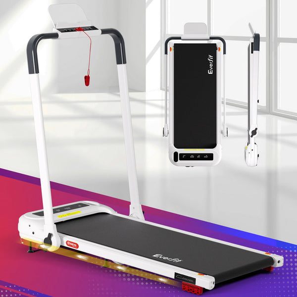 Everfit Treadmill Electric Walking Pad with Incline Foldable for Home Gym White Awezingly