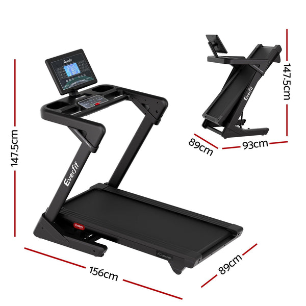 Everfit 500mm Wide Belt Treadmill 30% Auto Incline Foldable Treadmills for Home with LED Lights Awezingly