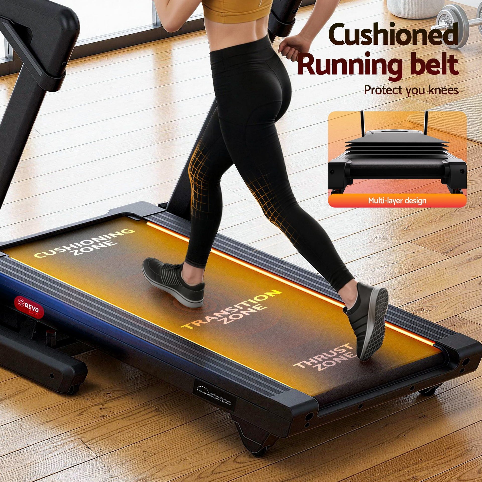 Everfit 500mm Wide Belt Treadmill 30% Auto Incline Foldable Treadmills for Home with LED Lights Awezingly