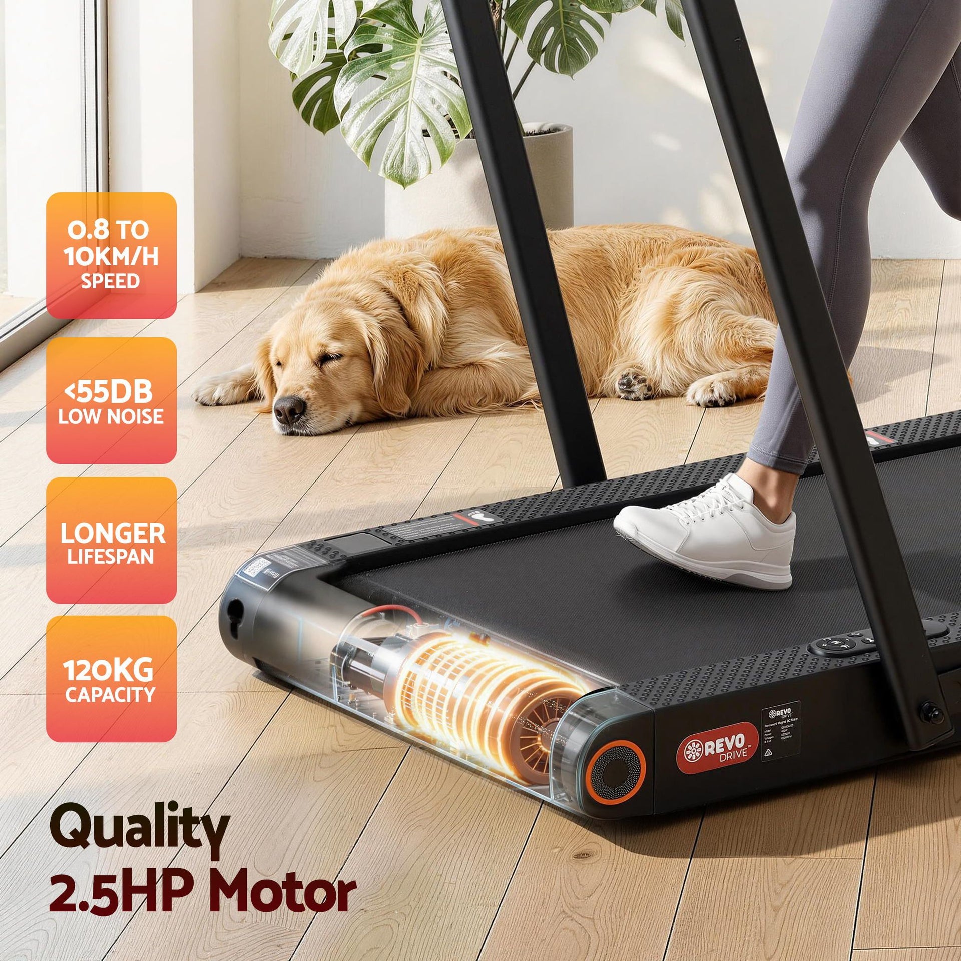 Everfit 4 in 1 Vibration Walking Pad Treadmill Under Desk Treadmills for Home Gym with App Control 380mm Black Awezingly