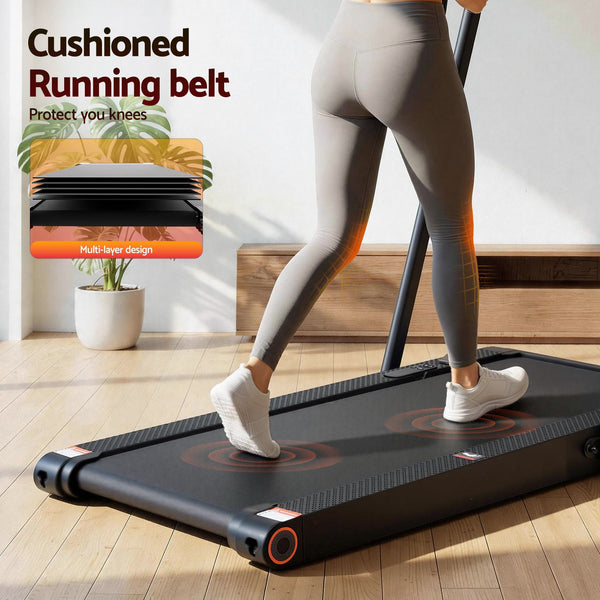 Everfit 4 in 1 Vibration Walking Pad Treadmill Under Desk Treadmills for Home Gym with App Control 380mm Black Awezingly