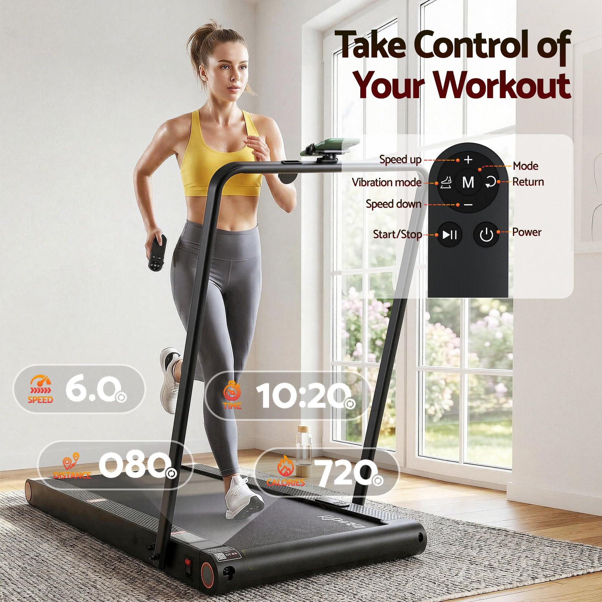 Everfit 4 in 1 Vibration Walking Pad Treadmill Under Desk Treadmills for Home Gym with App Control 380mm Black Awezingly