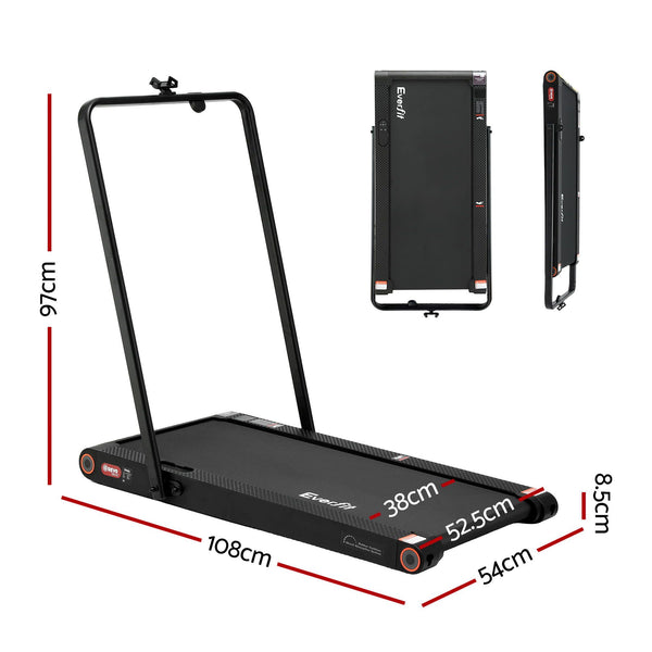Everfit 4 in 1 Vibration Walking Pad Treadmill Under Desk Treadmills for Home Gym with App Control 380mm Black Awezingly