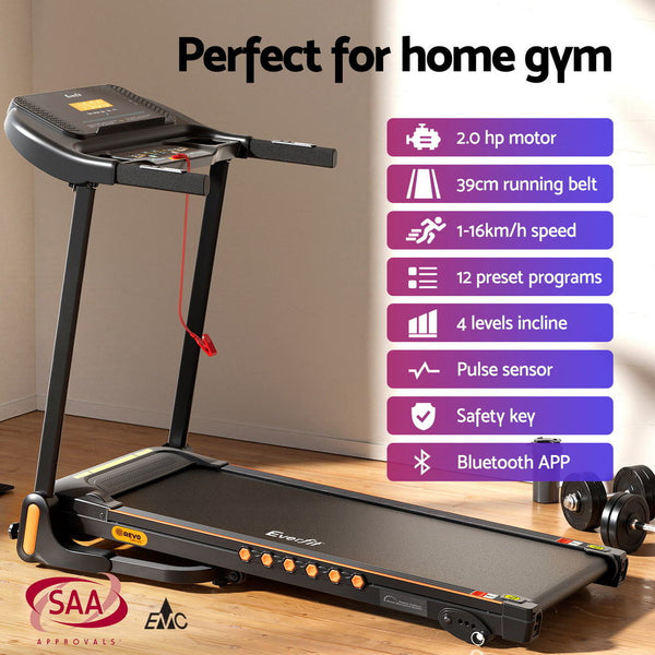 Everfit Treadmill Electric Home Gym Fitness Exercise Equipment Incline 390mm Awezingly