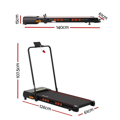 Everfit Treadmill Electric Walking Pad Auto Incline Foldable for Home Gym Black