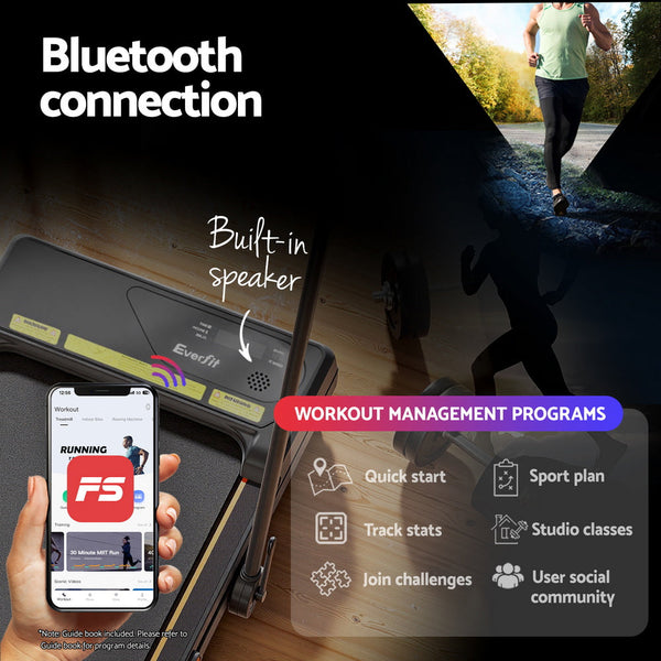 Everfit Treadmill Electric Walking Pad Auto Incline Foldable for Home Gym Black Awezingly