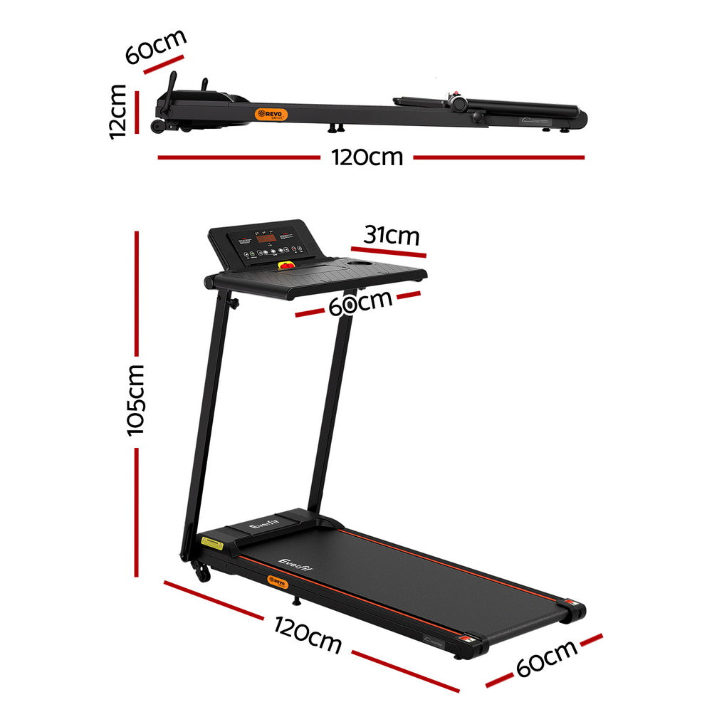 Everfit Treadmill Electric Walking Pad Foldable Incline for Home Office Gym Black Awezingly