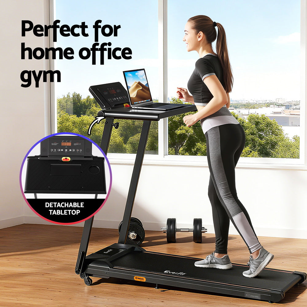 Everfit Treadmill Electric Walking Pad Foldable Incline for Home Office Gym Black Awezingly