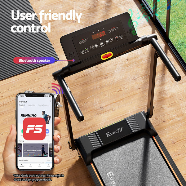 Everfit Treadmill Electric Walking Pad Foldable Incline for Home Office Gym Black Awezingly