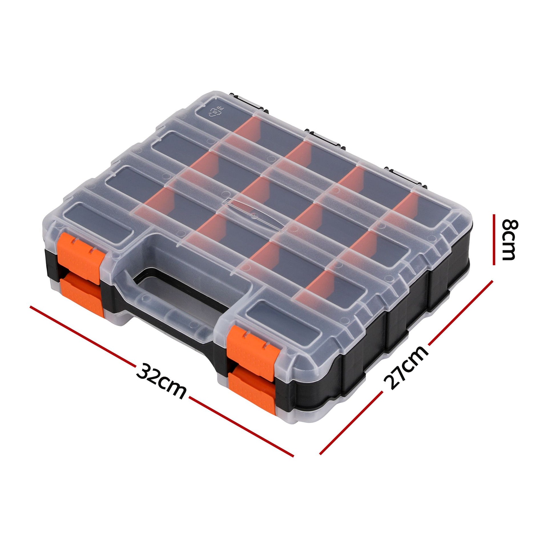 Giantz Double Sided Tool Box Organizer with 34 Compartment Small Parts Storage Awezingly