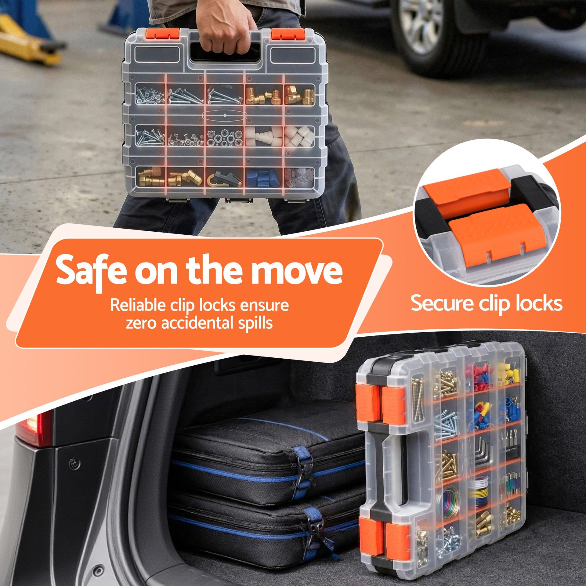 Giantz Double Sided Tool Box Organizer with 34 Compartment Small Parts Storage Awezingly