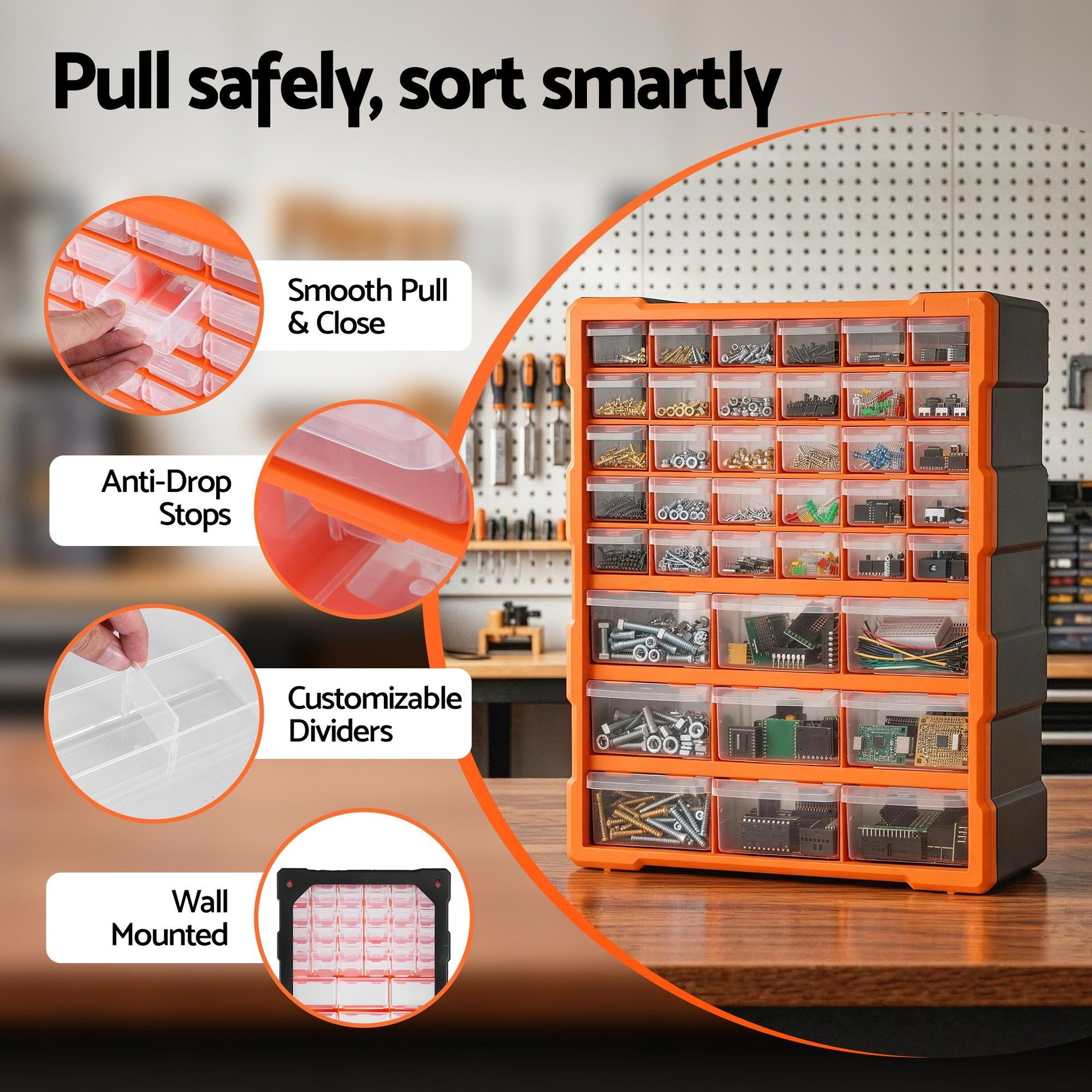 Giantz 39-Drawer Tool Storage Cabinet Anti-Drop Hardware Organizer Awezingly