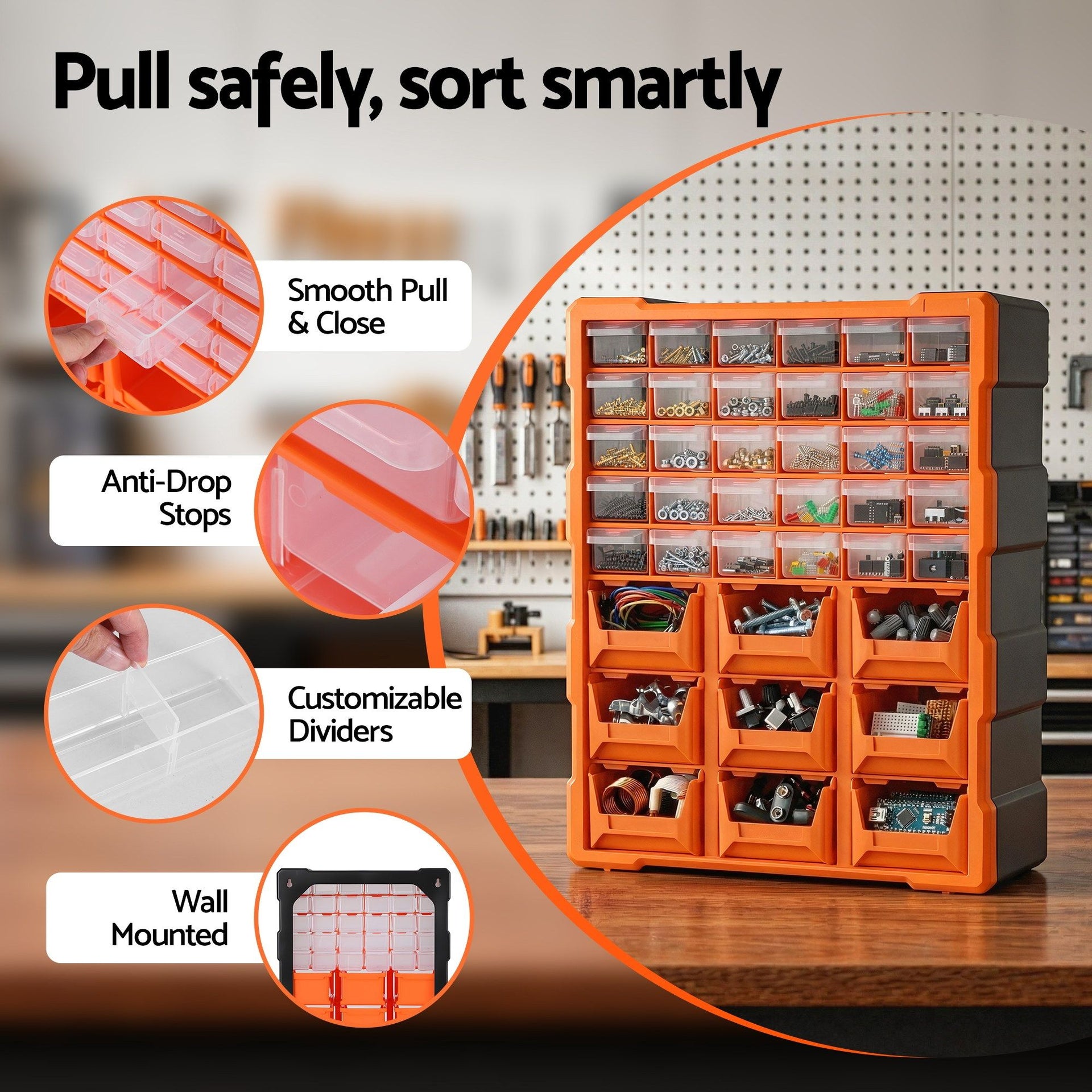 Giantz Tool Organizer 39-Drawer Hardware Cabinet Screw Storage Box Anti-Drop Awezingly