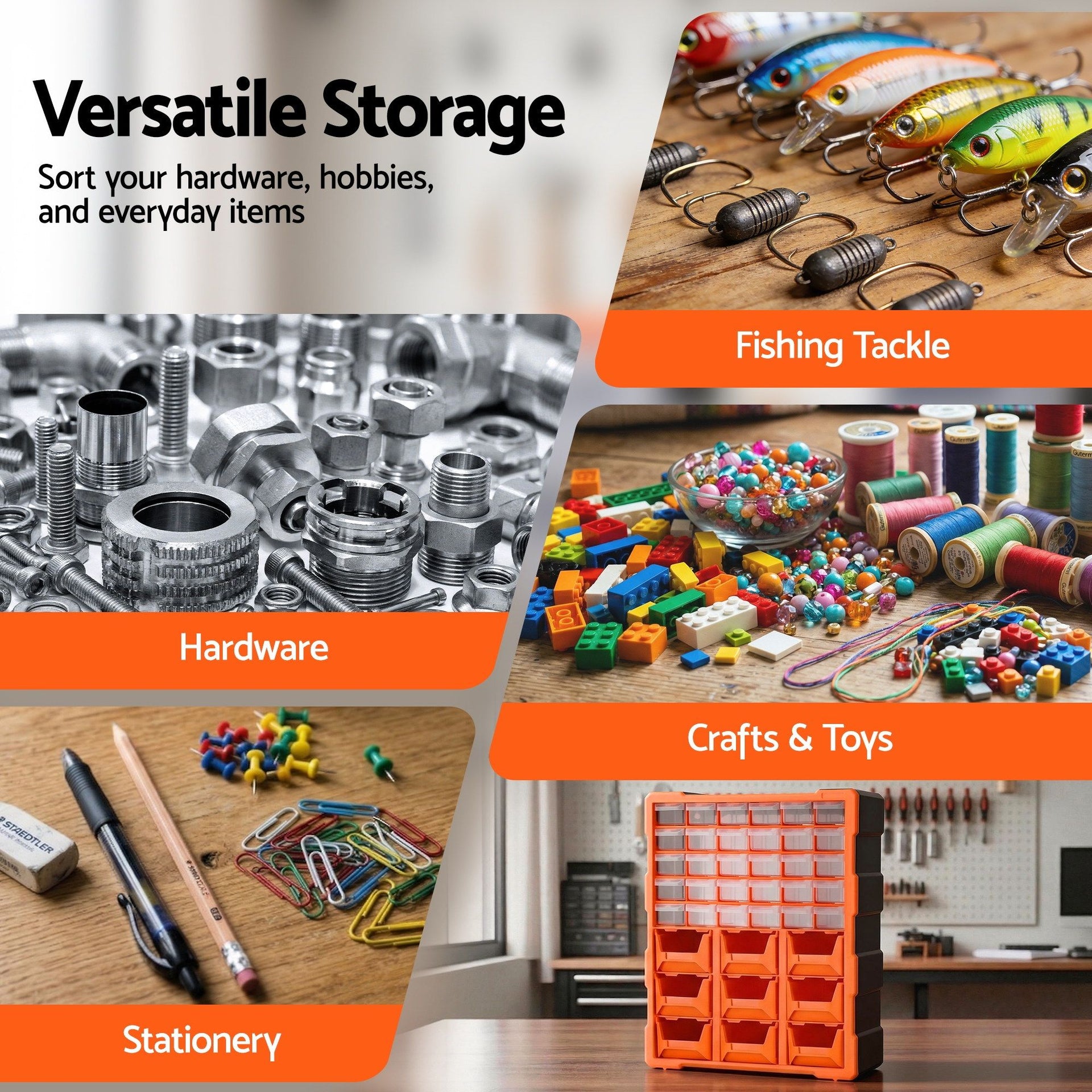 Giantz Tool Organizer 39-Drawer Hardware Cabinet Screw Storage Box Anti-Drop Awezingly