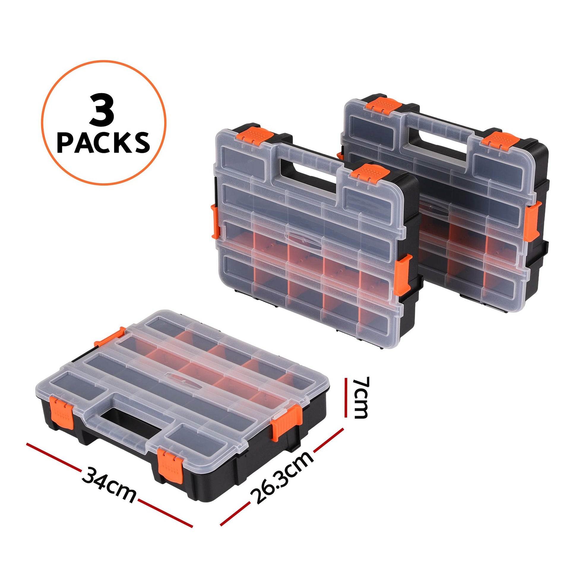Giantz 3 Pack Tool Box Organizer with Hardware Storage Box for Small Parts Awezingly