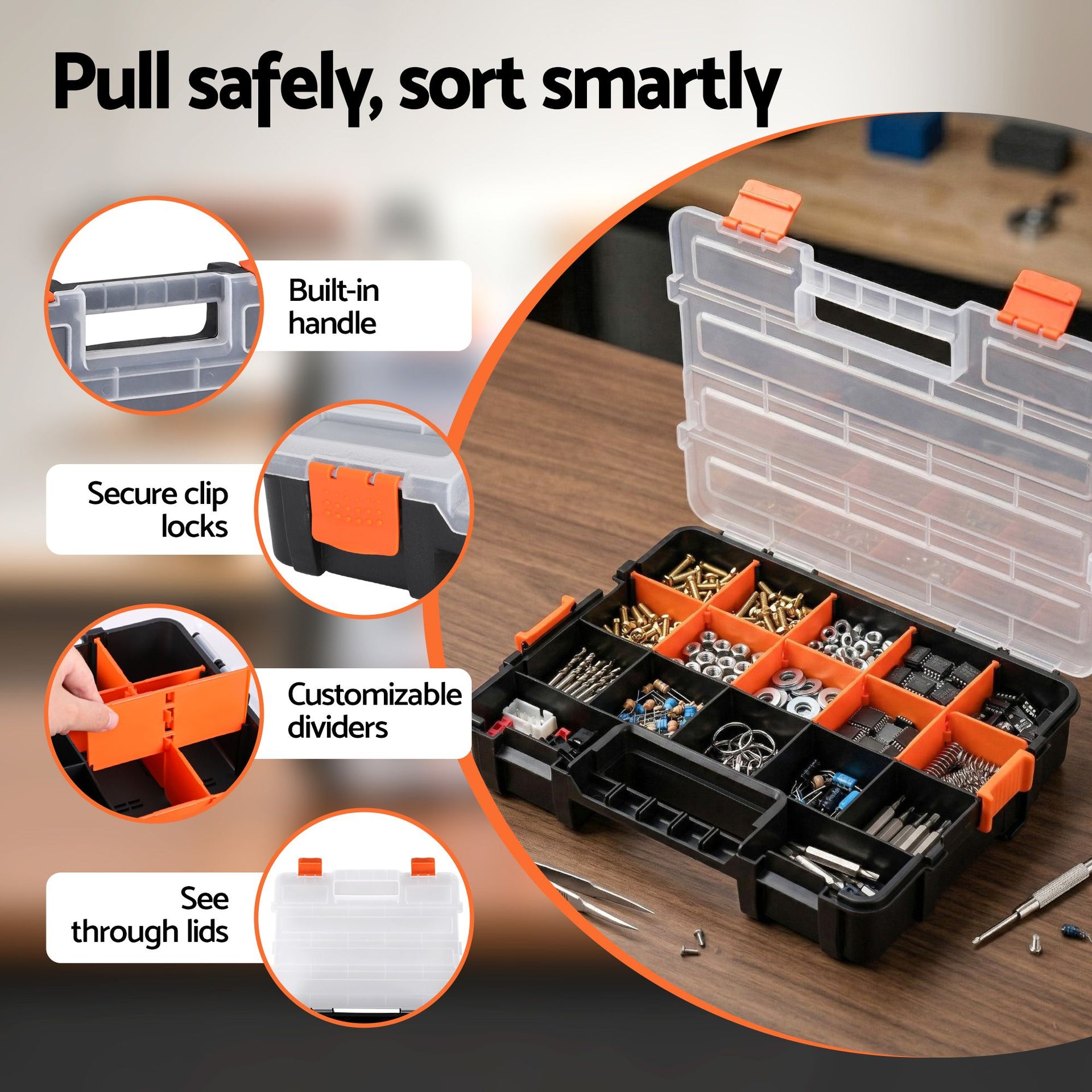 Giantz 3 Pack Tool Box Organizer with Hardware Storage Box for Small Parts Awezingly