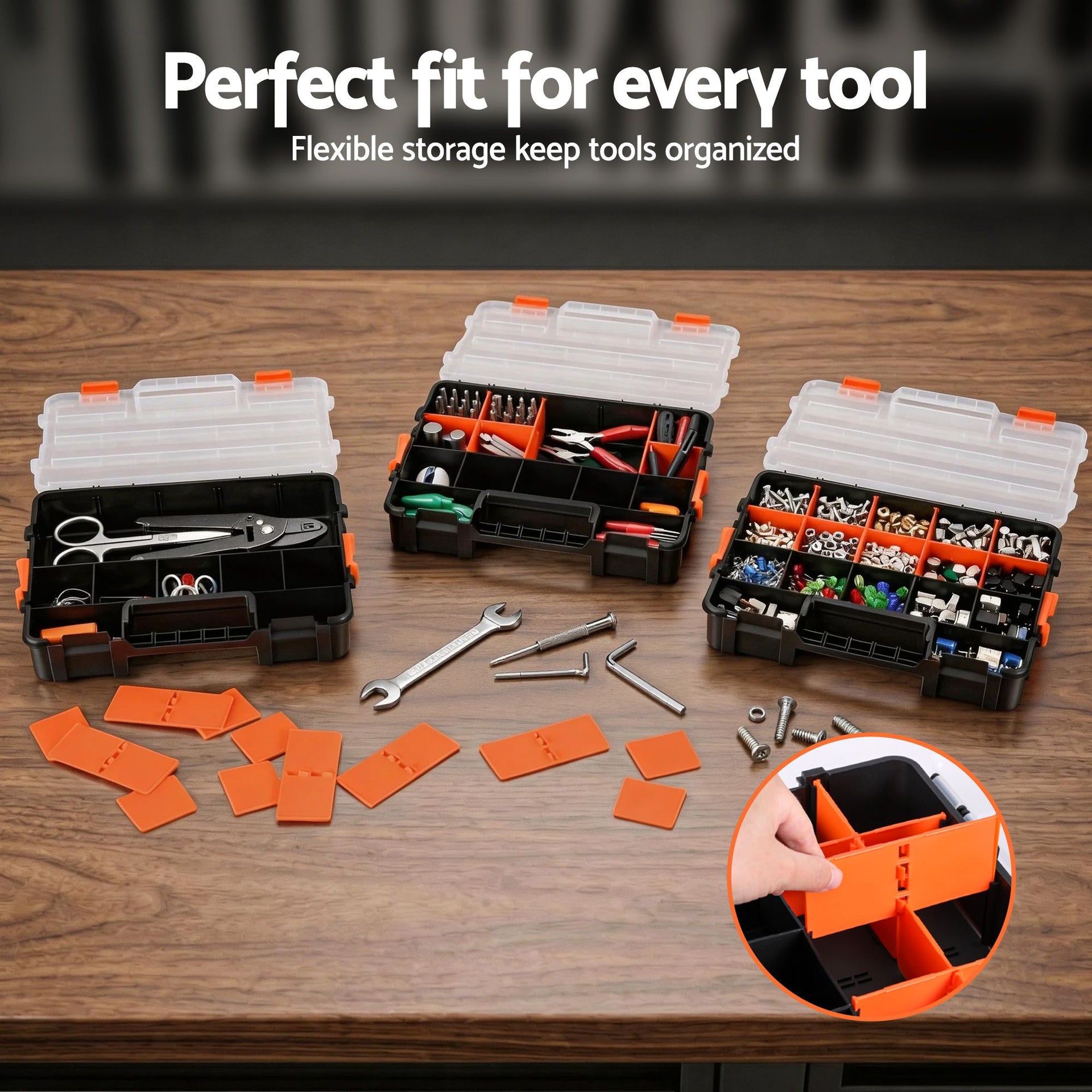 Giantz 3 Pack Tool Box Organizer with Hardware Storage Box for Small Parts Awezingly