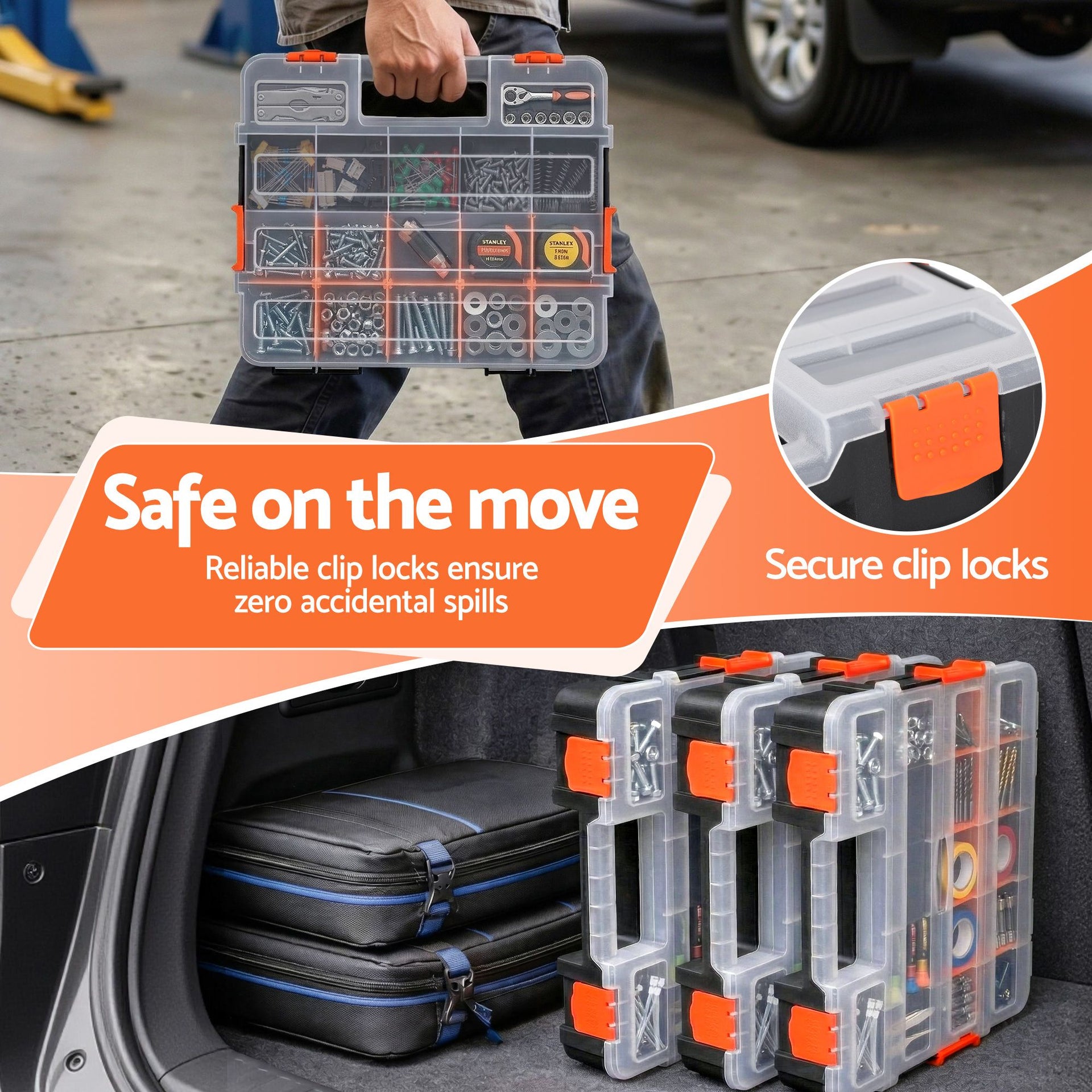 Giantz 3 Pack Tool Box Organizer with Hardware Storage Box for Small Parts Awezingly