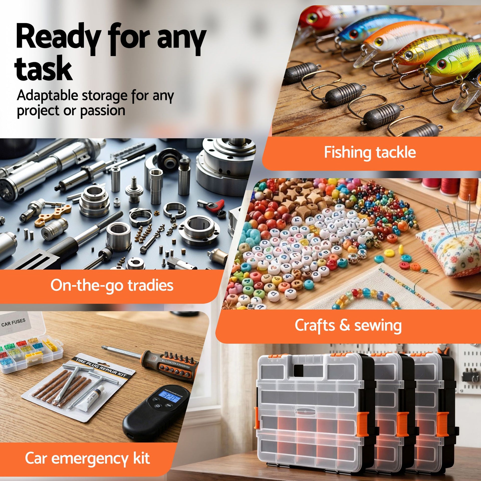 Giantz 3 Pack Tool Box Organizer with Hardware Storage Box for Small Parts Awezingly