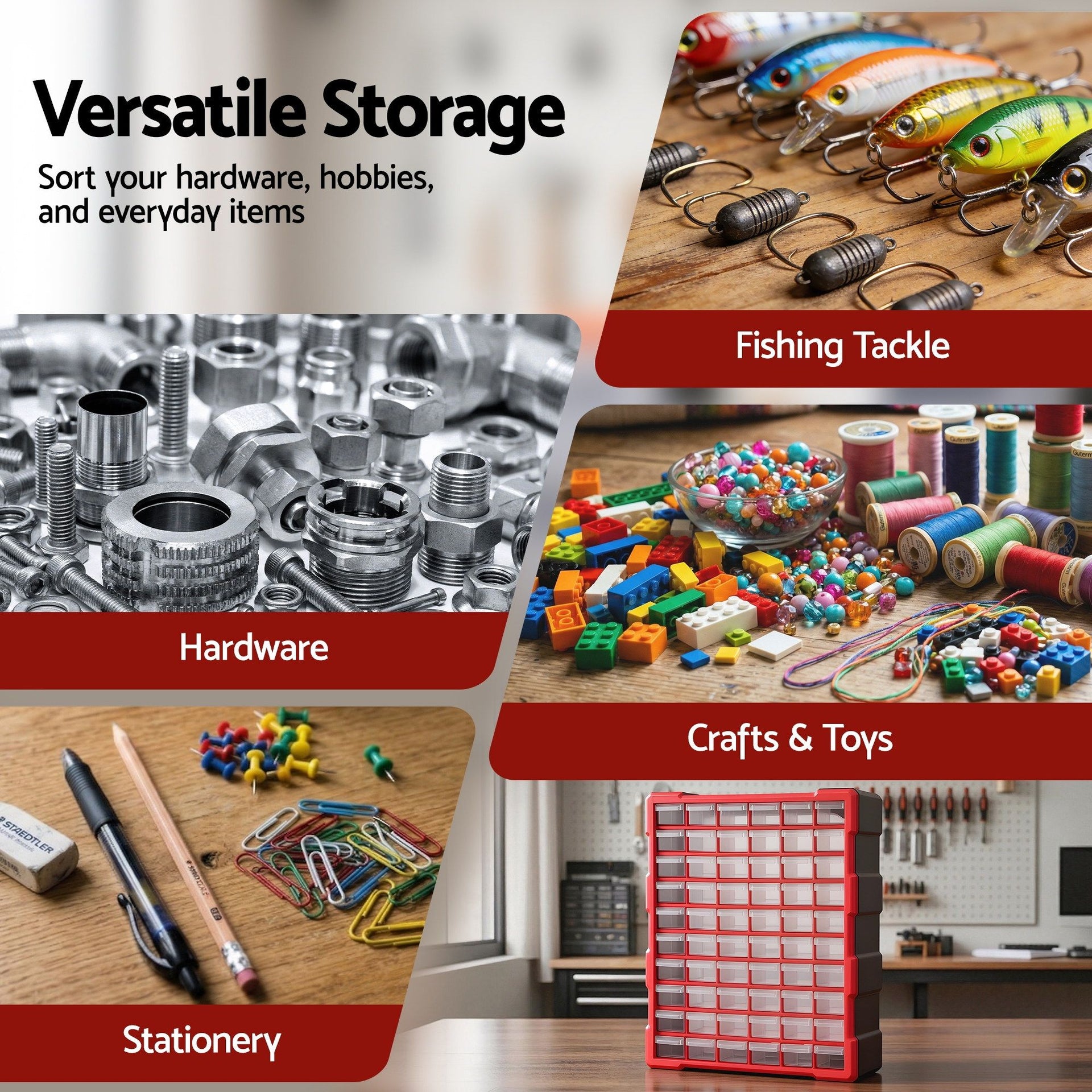Giantz 60-Drawer Tool Storage Cabinet, Anti-Drop Hardware Organizer Storage Box Awezingly