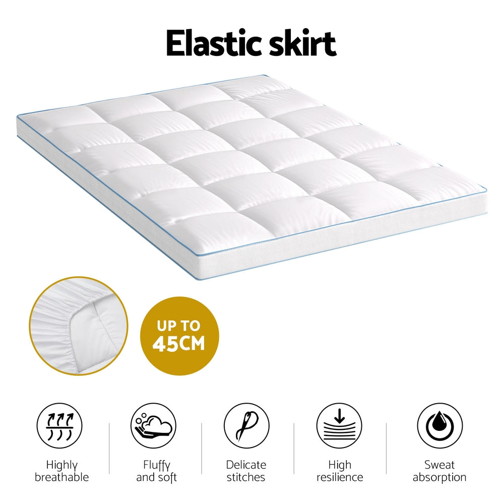 Giselle Bedding Mattress Topper Pillowtop Bamboo 10cm Double Awezingly