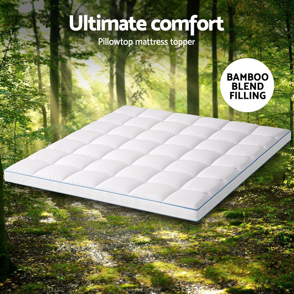 Giselle Bedding Mattress Topper Pillowtop Bamboo 10cm King Awezingly