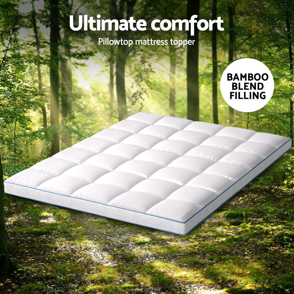 Giselle Bedding Mattress Topper Pillowtop Bamboo 10cm Queen Awezingly