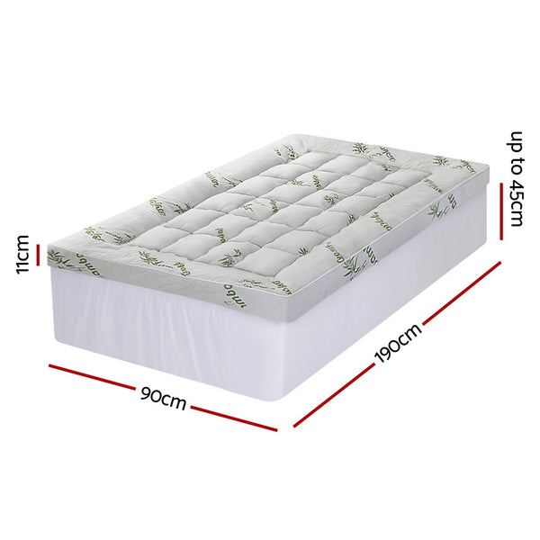 Giselle Mattress Topper 11cm Pillowtop toppers Bamboo Single Giselle Bedding