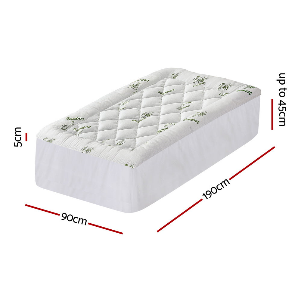 Giselle Mattress Topper 5cm Pillowtop toppers Bamboo Single Giselle Bedding