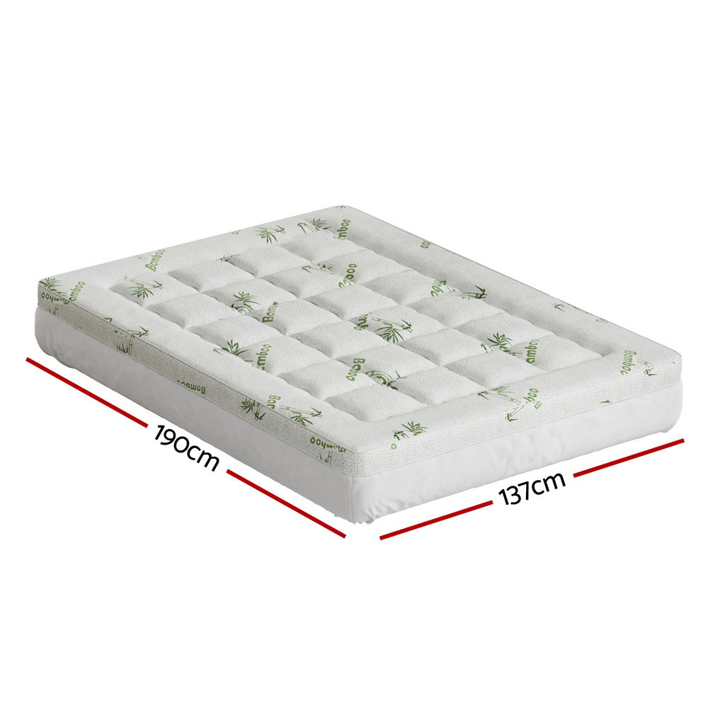 Giselle Bedding Mattress Topper Pillowtop Bamboo 7.5cm Double Does Not Apply