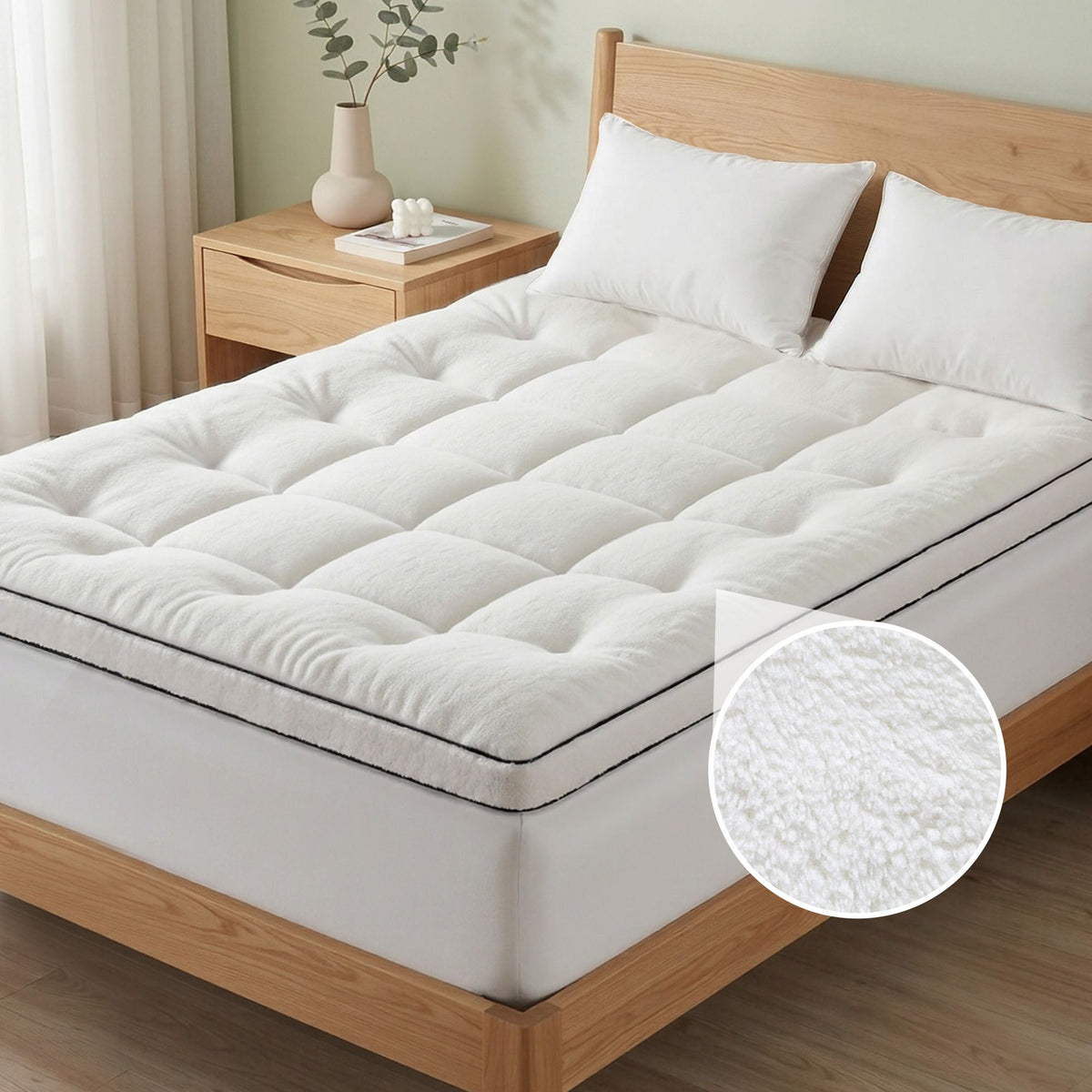 Giselle Bedding Double Mattress Topper 5cm Coral Fleece Awezingly