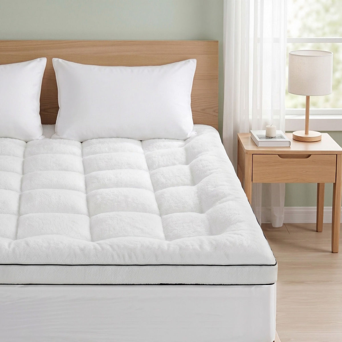 Giselle Bedding Double Mattress Topper 5cm Coral Fleece Awezingly