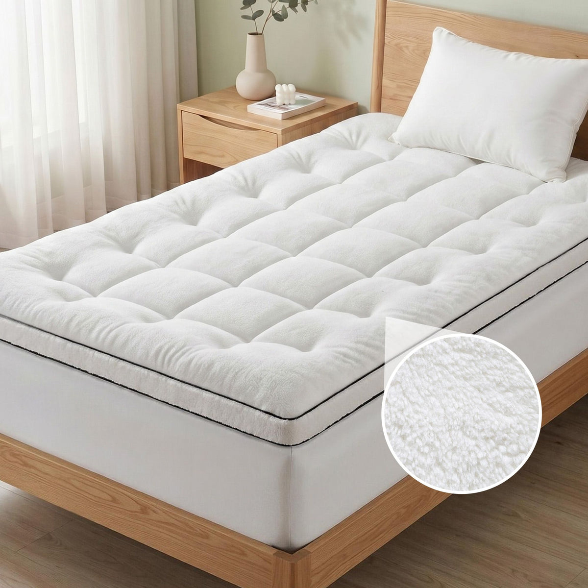 Giselle Bedding King Single Mattress Topper 5cm Coral Fleece Awezingly