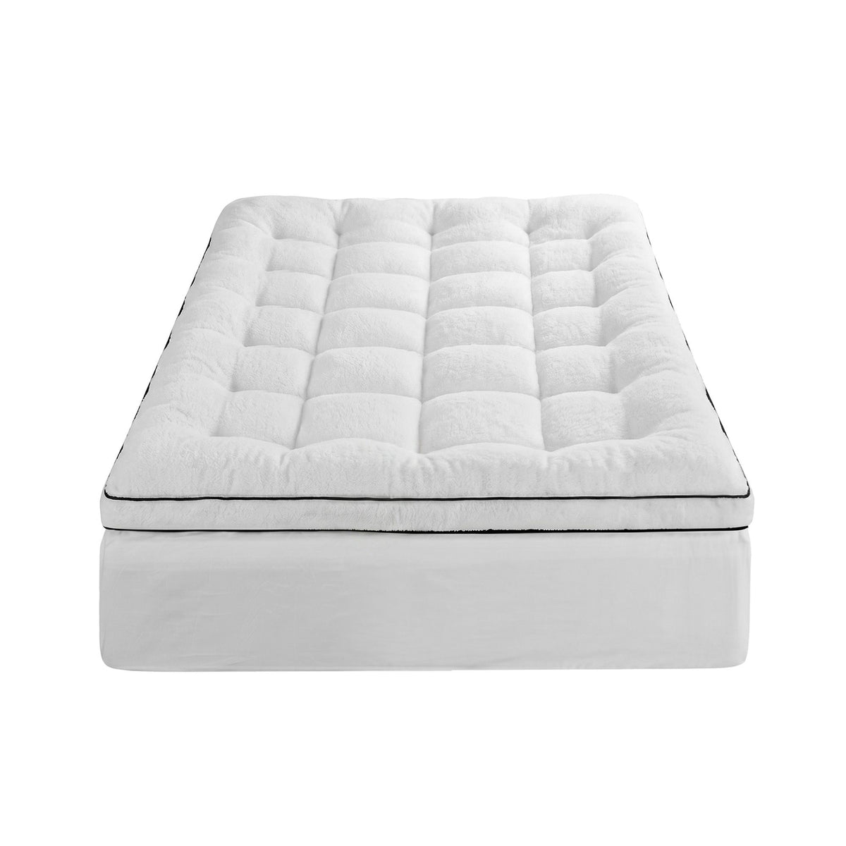 Giselle Bedding King Single Mattress Topper 5cm Coral Fleece Awezingly