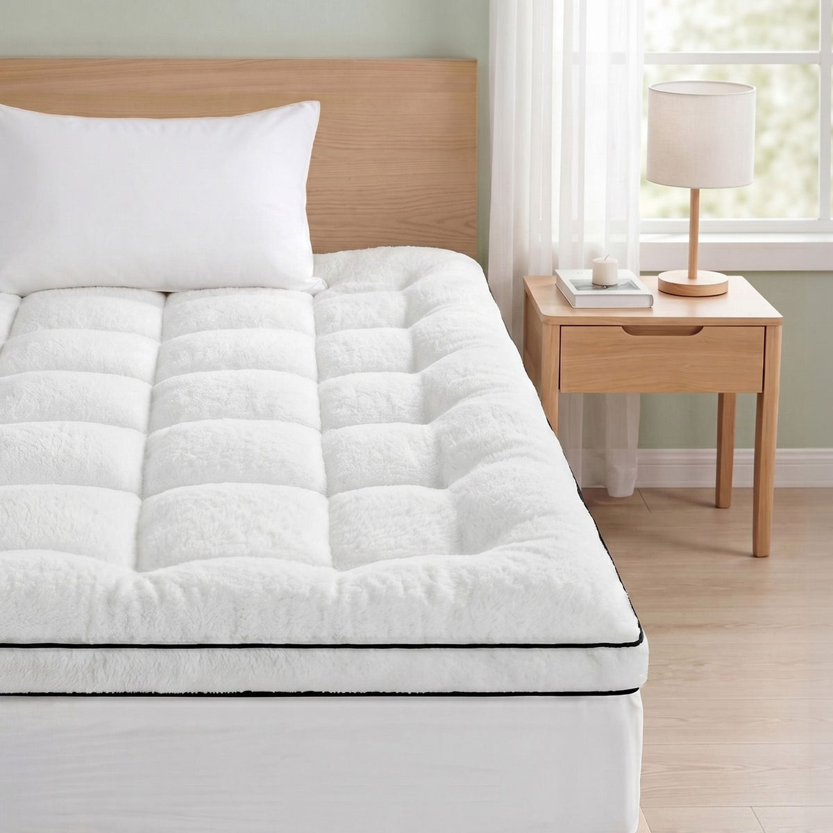Giselle Bedding King Single Mattress Topper 5cm Coral Fleece Awezingly