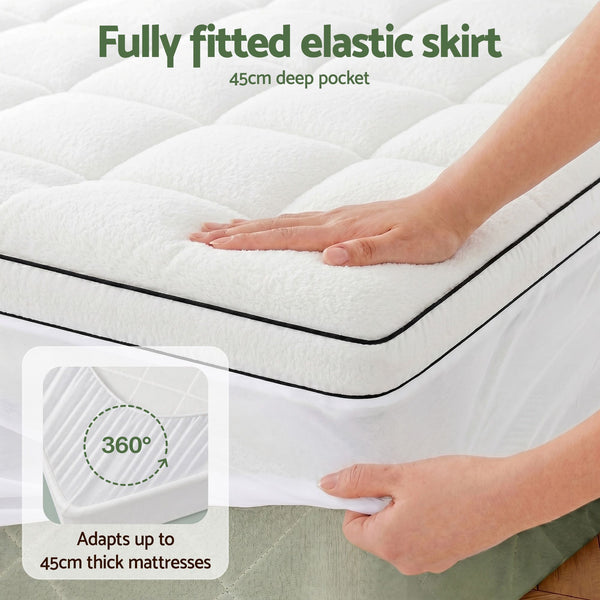Giselle Bedding Queen Mattress Topper 5cm Coral Fleece Awezingly