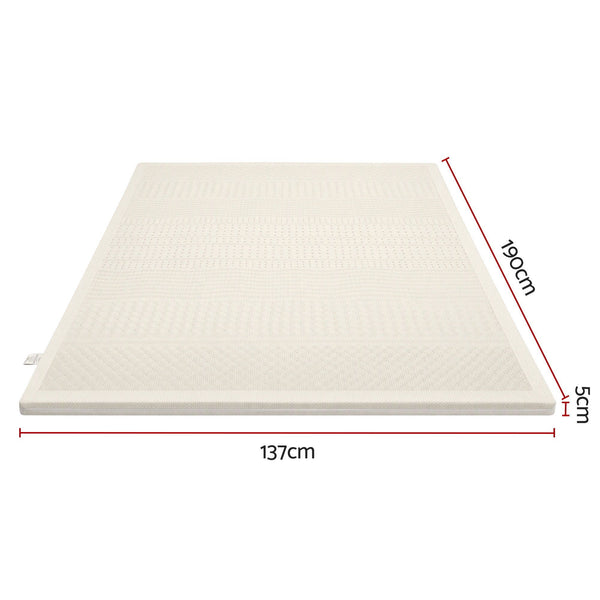 Giselle Bedding Double Latex Mattress Topper 7-Zone Natural Latex Core Breathable 5cm Awezingly