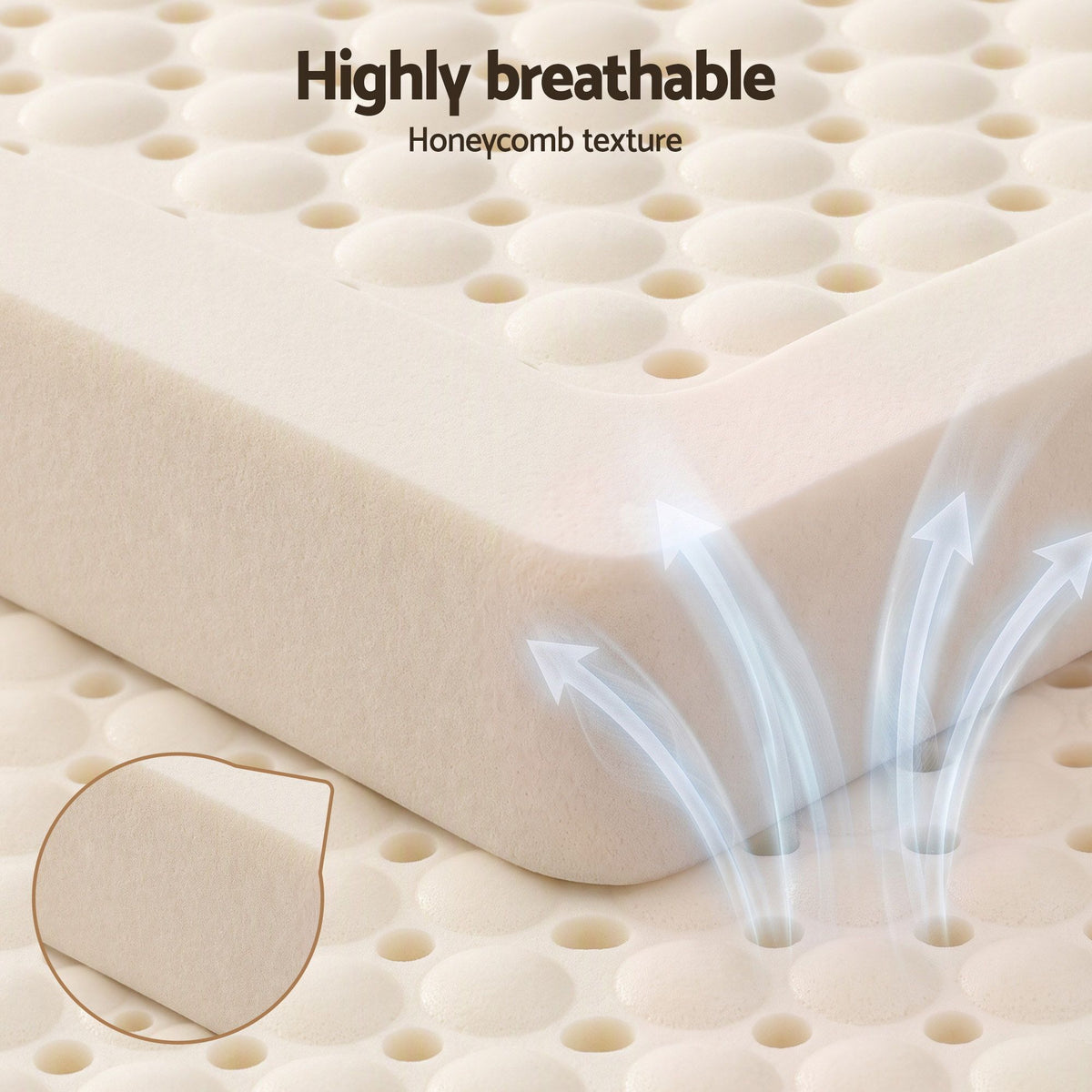 Giselle Bedding Double Latex Mattress Topper 7-Zone Natural Latex Core Breathable 5cm Awezingly